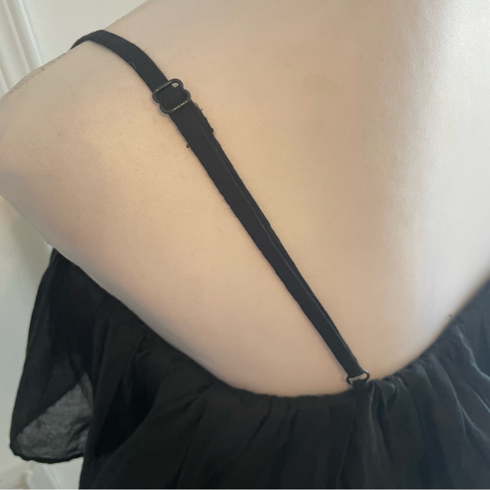 J. Crew Black Spaghetti Adjustable Strap Ruffle Dress! NEW. Beautiful! Medium - Picture 6 of 14